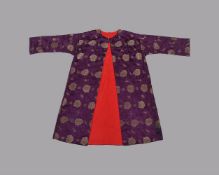 A Chinese purple-ground damask woman's informal surcoat