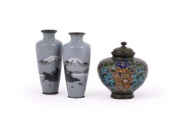 A Pair of Japanese Cloisonné Enamel Vases