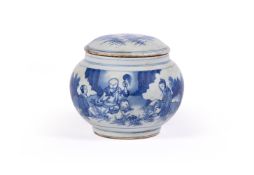 A small Chinese blue and white jar and cover