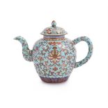 A Chinese turquoise ground teapot