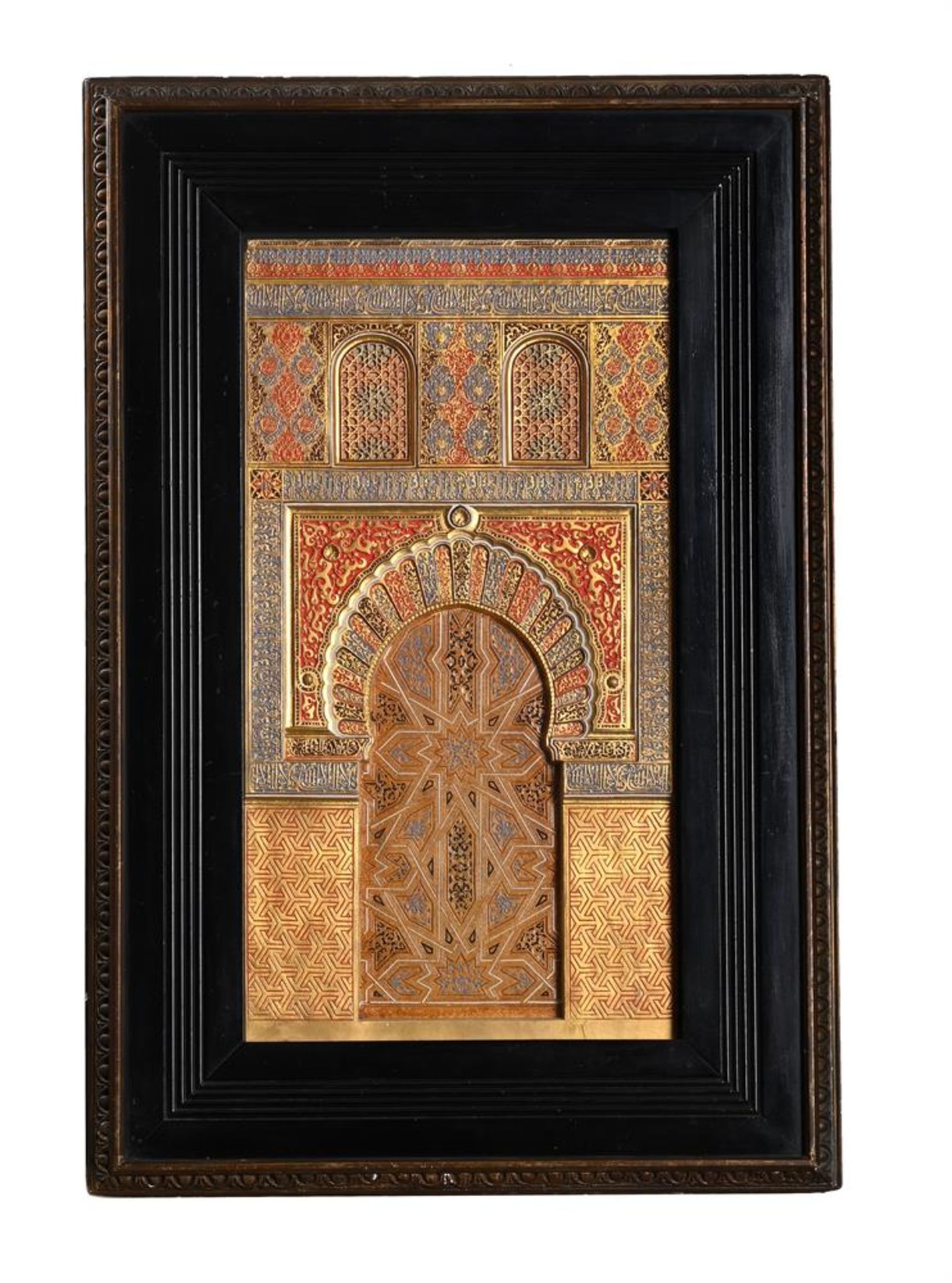 A painted and gilt plaster panel of the decoration from the Alhambra - Image 2 of 5