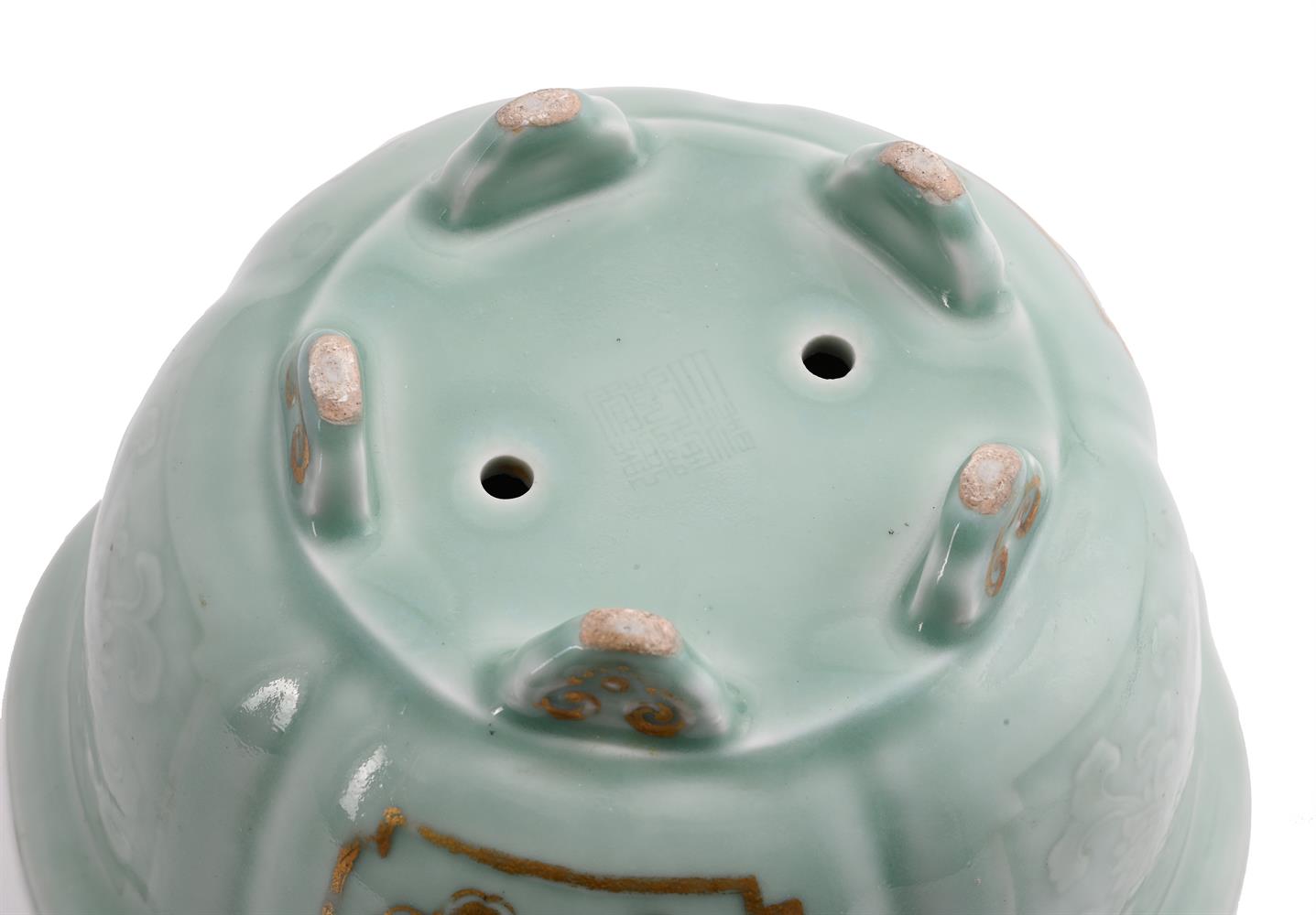 A Chinese celadon lobed jardinière - Image 3 of 3