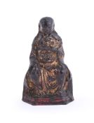 A small Chinese gilt-lacquered bronze figure of Guandi