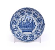 A large Chinese blue and white lobed dish