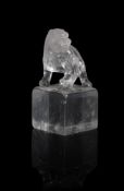A Chinese rock crystal uncut Buddhistic 'lion and cub' seal