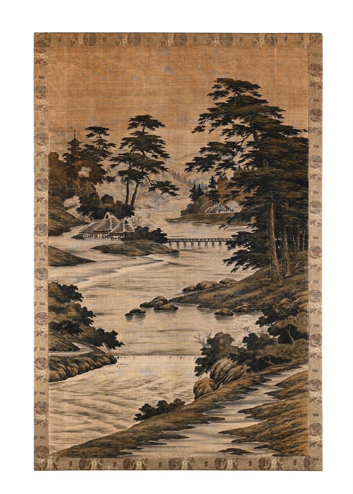 A large Japanese Yuzen embroidered Panel