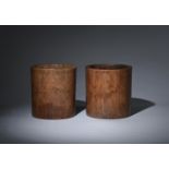 Y Two Chinese huanghuali brush pots