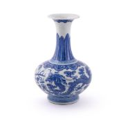 A Chinese blue and white dragon vase