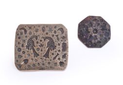 Two Indian brass jewellery moulds from Rajasthan