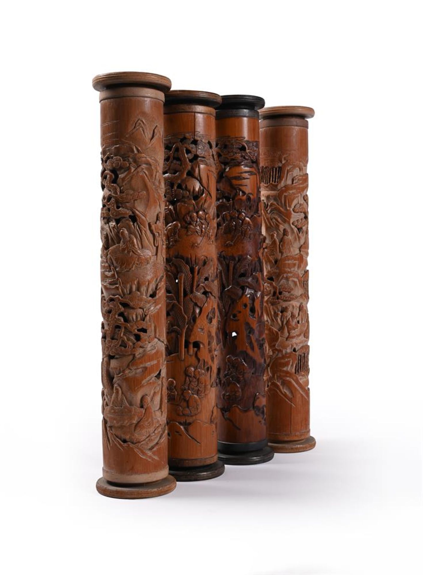 A group of four bamboo scroll cases - Image 2 of 4