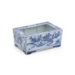 A Chinese blue and white rectangular jardinière