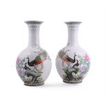 A pair of large Chinese Famille Rose vases