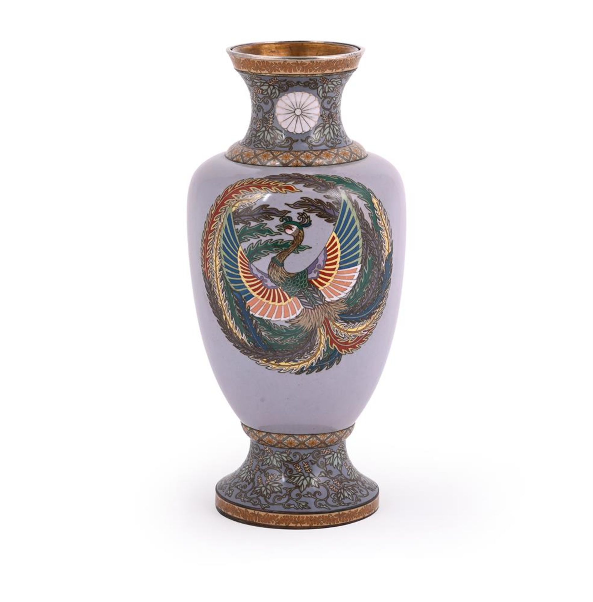 KAWAGUCHI BUNZAEMON: A Japanese Cloisonné Enamel Presentation Vase - Bild 2 aus 4