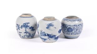Three Chinese blue and white ginger jars