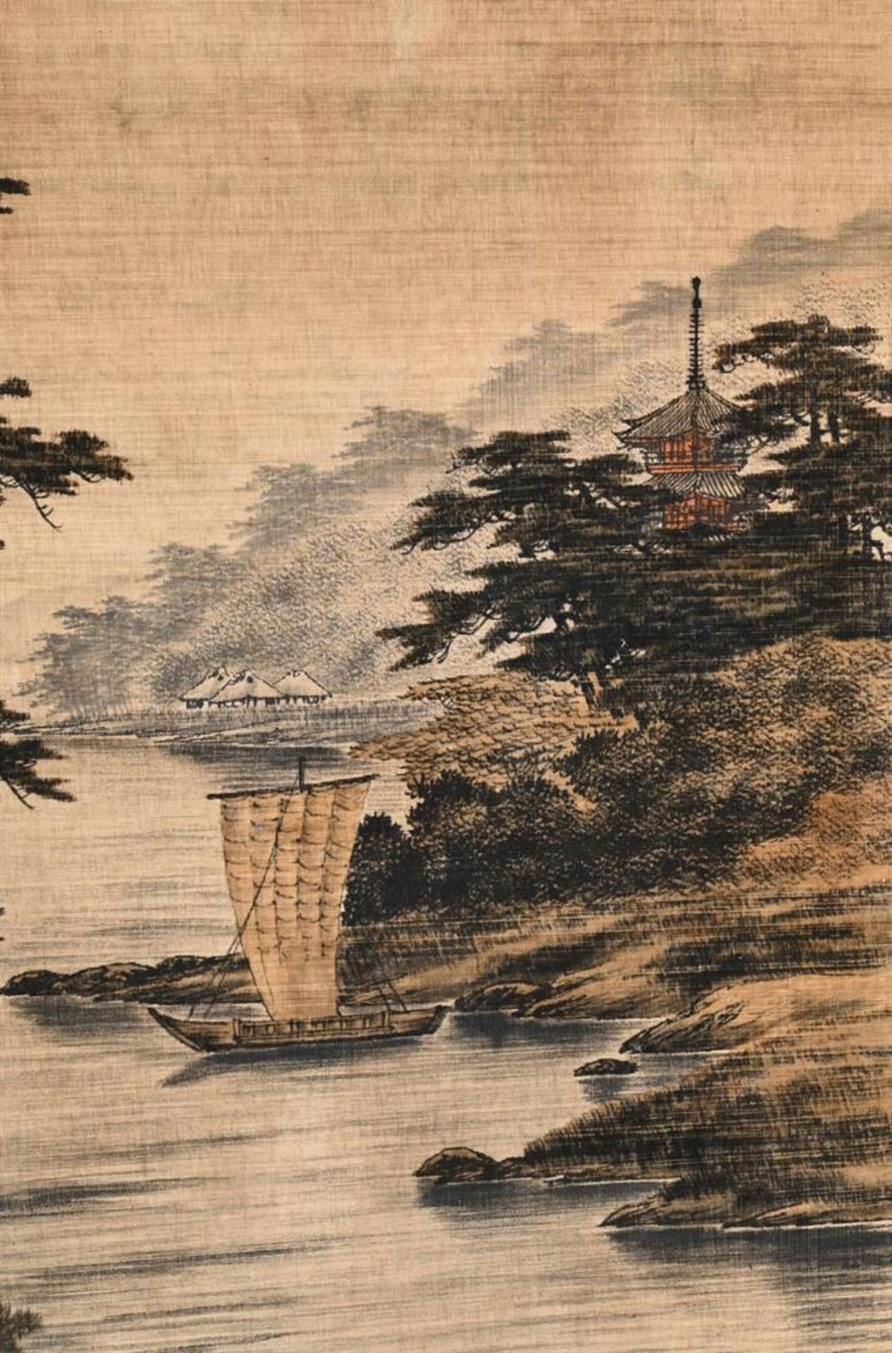 A large Japanese Yuzen embroidered Panel - Bild 4 aus 6