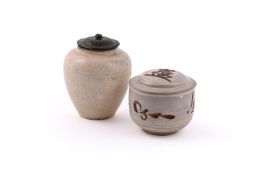 A Chinese painted 'Cizhou' 'floral' salt jar and a cover