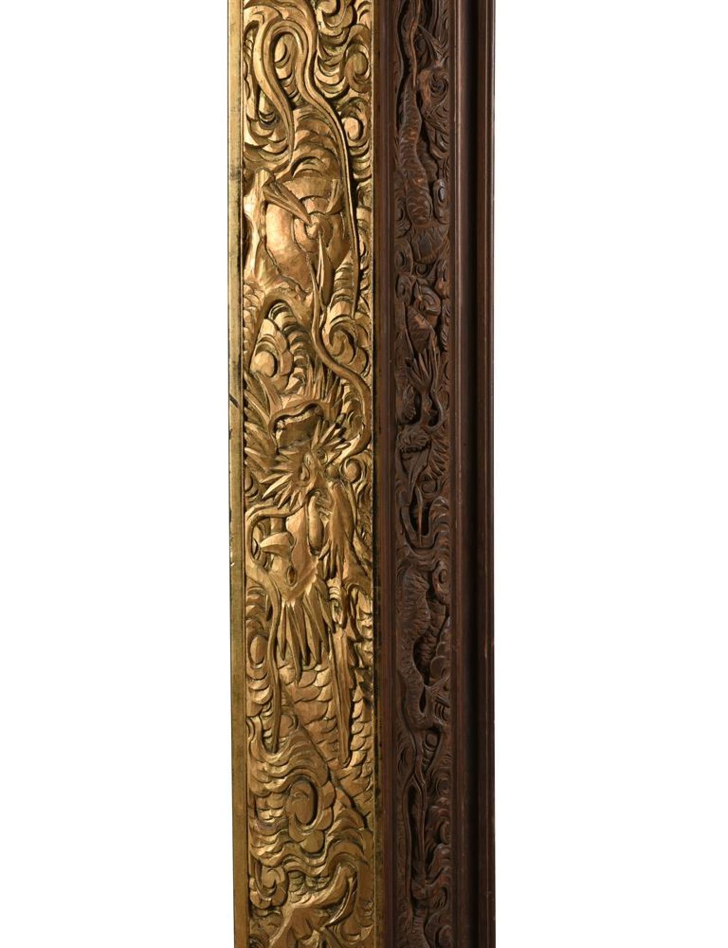 A large Chinese carved wood 'Dragons' picture frame - Image 3 of 3