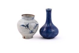 A Korean cobalt blue bottle vase