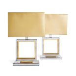 A PAIR OF ITALIAN CHROME AND BRASS TABLE LAMPS, CIRCA 1970