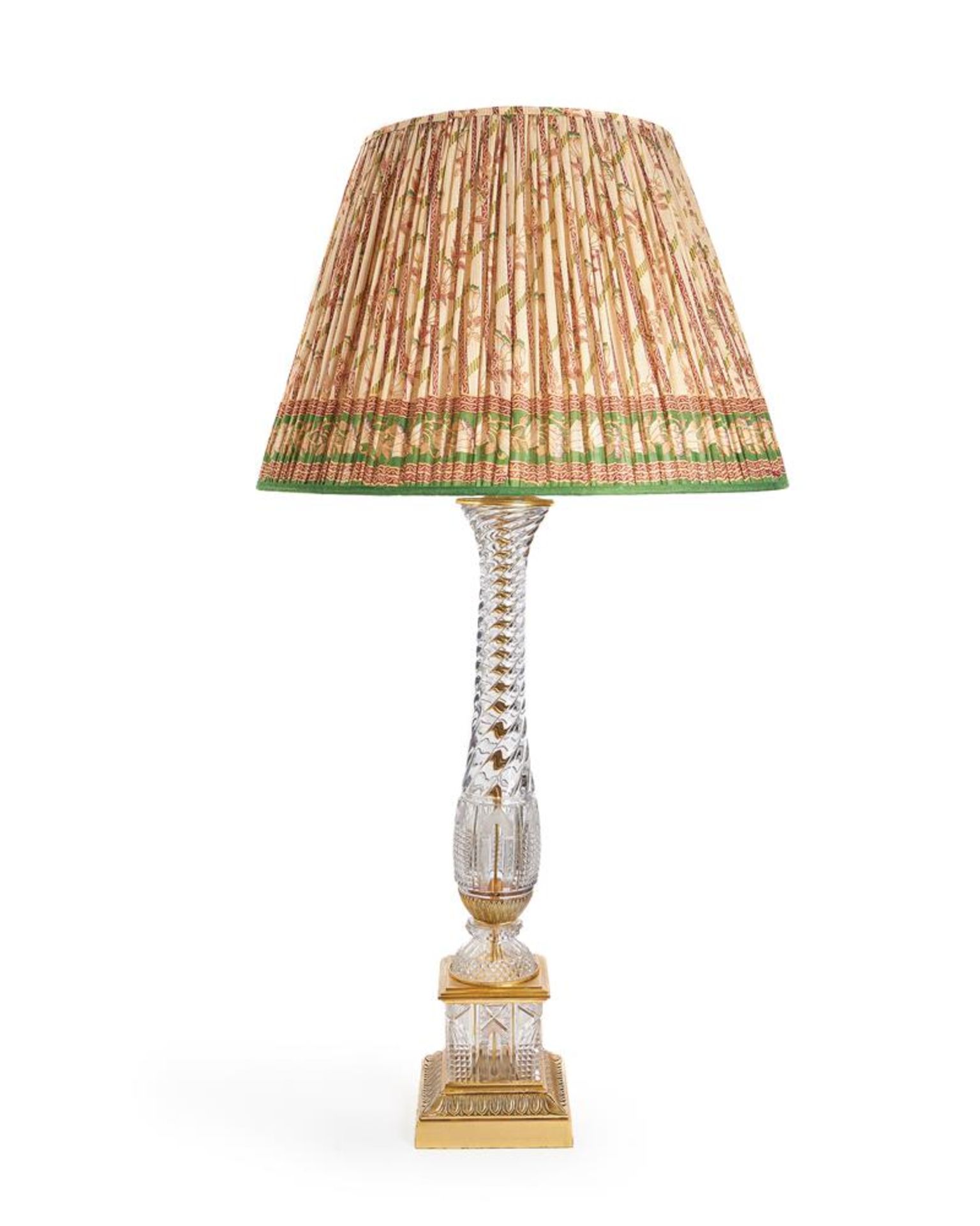 A FRENCH CUT AND MOULDED GLASS AND GILT BRONZE COLUMNAR TABLE LAMP, ATTRIBUTED TO MAISON JANSEN - Image 2 of 3
