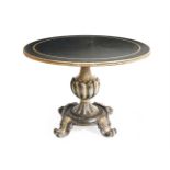 AN ITALIAN BAROQUE STYLE SILVER GILT AND EBONISED PAINTED TABLE, MID 20TH CENTURY