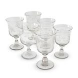 A GROUP OF SIX VARIOUS FRENCH CAFE GOBLETS,LATE 19TH AND EARLY 20TH CENTURY