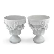 A SUBSTANTIAL PAIR OF CAST IRON GARDEN OR ORANGERIE URNS IN THE LOUIS XVI STYLE FRENCH