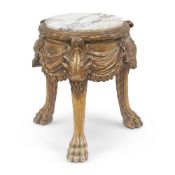 A NAPOLEON III CARVED GILTWOOD URN STAND WITH PAW FEET, THIRD QUARTER 19TH CENTURY