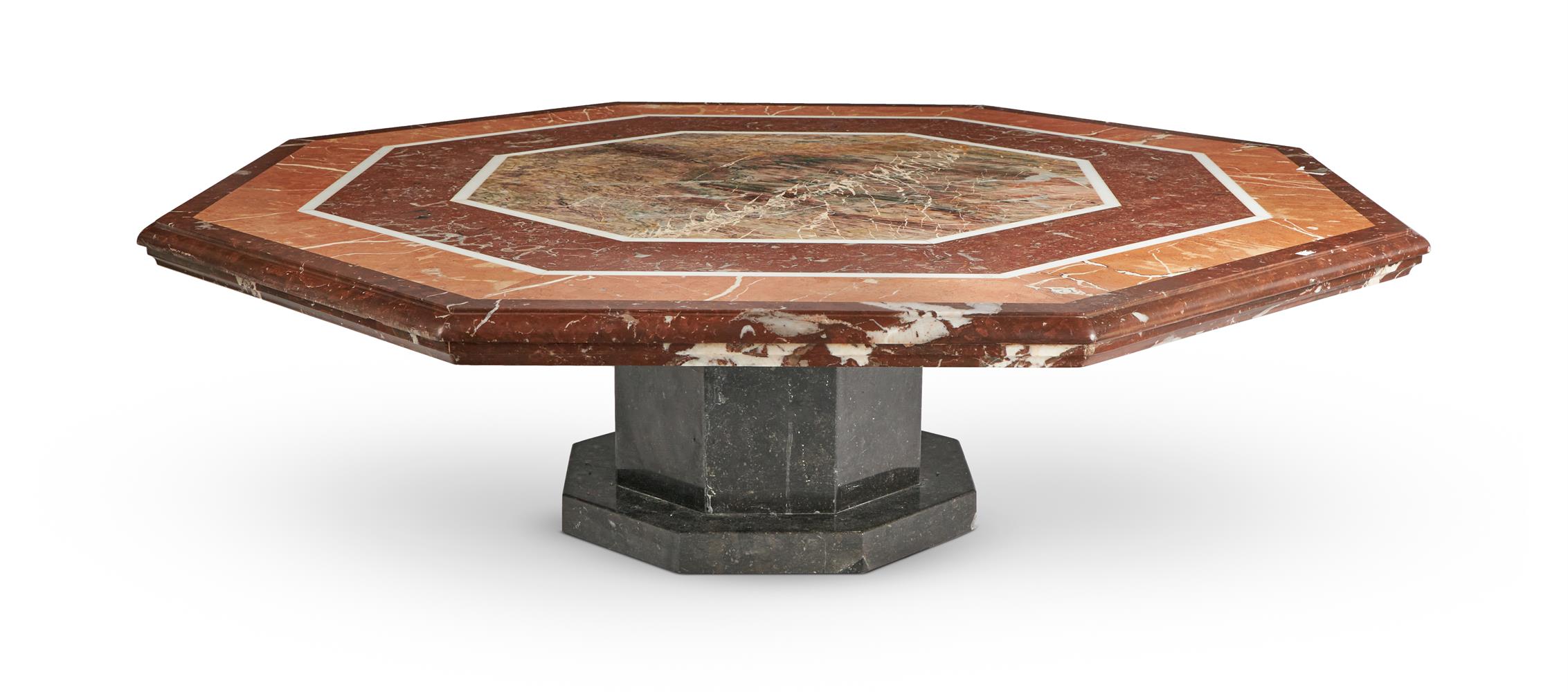 A SPECIMEN MARBLE OCTAGONAL COFFEE TABLE, 20TH CENTURY