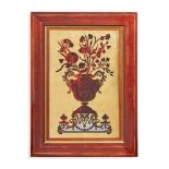 Y A FRAMED RED TORTOISESHELL AND BRASS BOULLE WORK PANEL OF A VASE OF FLOWERS FRENCH, CIRCA 1860