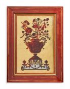 Y A FRAMED RED TORTOISESHELL AND BRASS BOULLE WORK PANEL OF A VASE OF FLOWERS FRENCH, CIRCA 1860