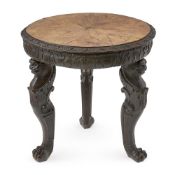 A FRENCH OR FLEMISH PROVINCIAL BAROQUE CARVED OAK GUERIDON, CIRCA 1900