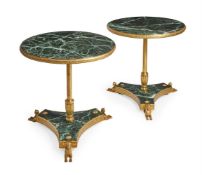 A PAIR OF FRENCH GILT BRONZE AND VERDE ANTICO MARBLE GUERIDONS, MID 20TH CENTURY