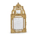 A FRENCH OR LOW COUNTRIES CARVED GILTWOOD MIRROR, 18TH CENTURY