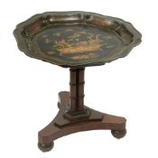 A FRENCH FAUX BAMBOO AND PAPIER MACHE SIDE TABLE, CIRCA 1850