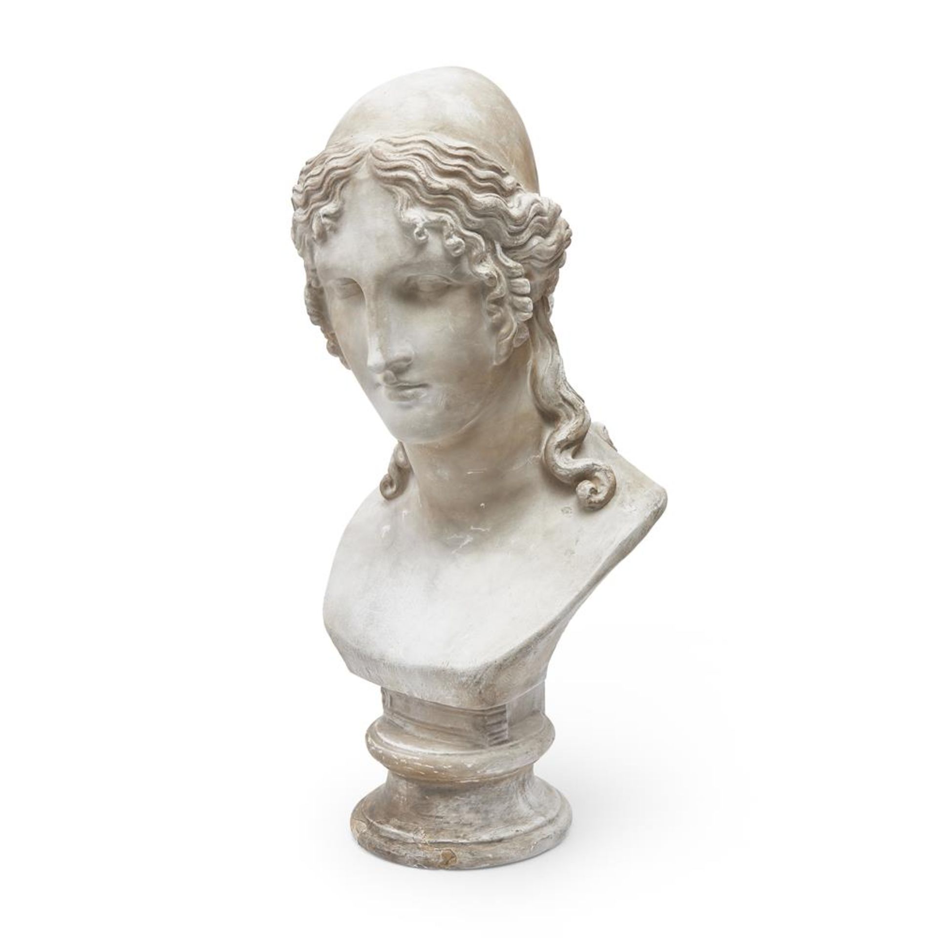 A WHITE PAINTED PLASTER BUST OF HELEN OF TROY, MID 20TH CENTURY