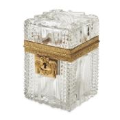 A CHARLES X/LOUIS PHILIPPE CUT GLASS AND GILT METAL MOUNTED BOX AND HINGED COVER