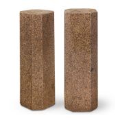 A PAIR OF 'ASWAN' ROSE GRANITE OCTAGONAL COLUMNS EGYPTIAN FOR THE FRENCH MARKET, CIRCA 1880