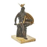 A GILT AND PATINATED 'GRAND TOUR' MODEL OF A SEATED GLADIATOR FRENCH OR ITALIAN, CIRCA 1840