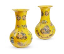 A PAIR OF VICTORIAN DECALCOMANIA VASES, SECOND HALF 19TH CENTURY