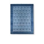 A BLUE ON BLUE BHOPAL DESIGN DHURRIE, MODERN