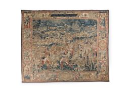 A RARE FLEMISH WOOL AND SILK HISTORICAL TAPESTRY DEPICTING A SCENE FROM THE LIFE OF HANNIBAL