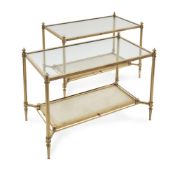 A PAIR OF MAISON JANSEN RECTANGULAR BRASS TWO TIER COFFEE TABLES, FRENCH 1960s