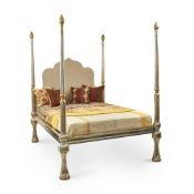 A NICKLED FOUR POSTER BED, MODERN