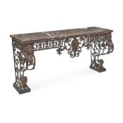 A FRENCH WROUGHT IRON CONSOLE TABLE, LATE 19TH/EARLY 20TH CENTURY