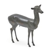 AFTER THE ANTIQUE, A LARGE BRONZE MODEL OF A GAZELLE OR YOUNG DEER, CHIURAZZI