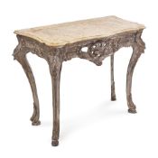 AN ITALIAN GILTWOOD CONSOLE TABLE, LATE 18TH CENTURY AND LATER