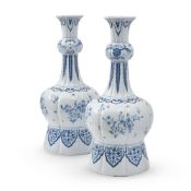 A PAIR OF DUTCH DELFT BLUE AND WHITE GARLIC NECK VASES, LATE 19TH CENTURY