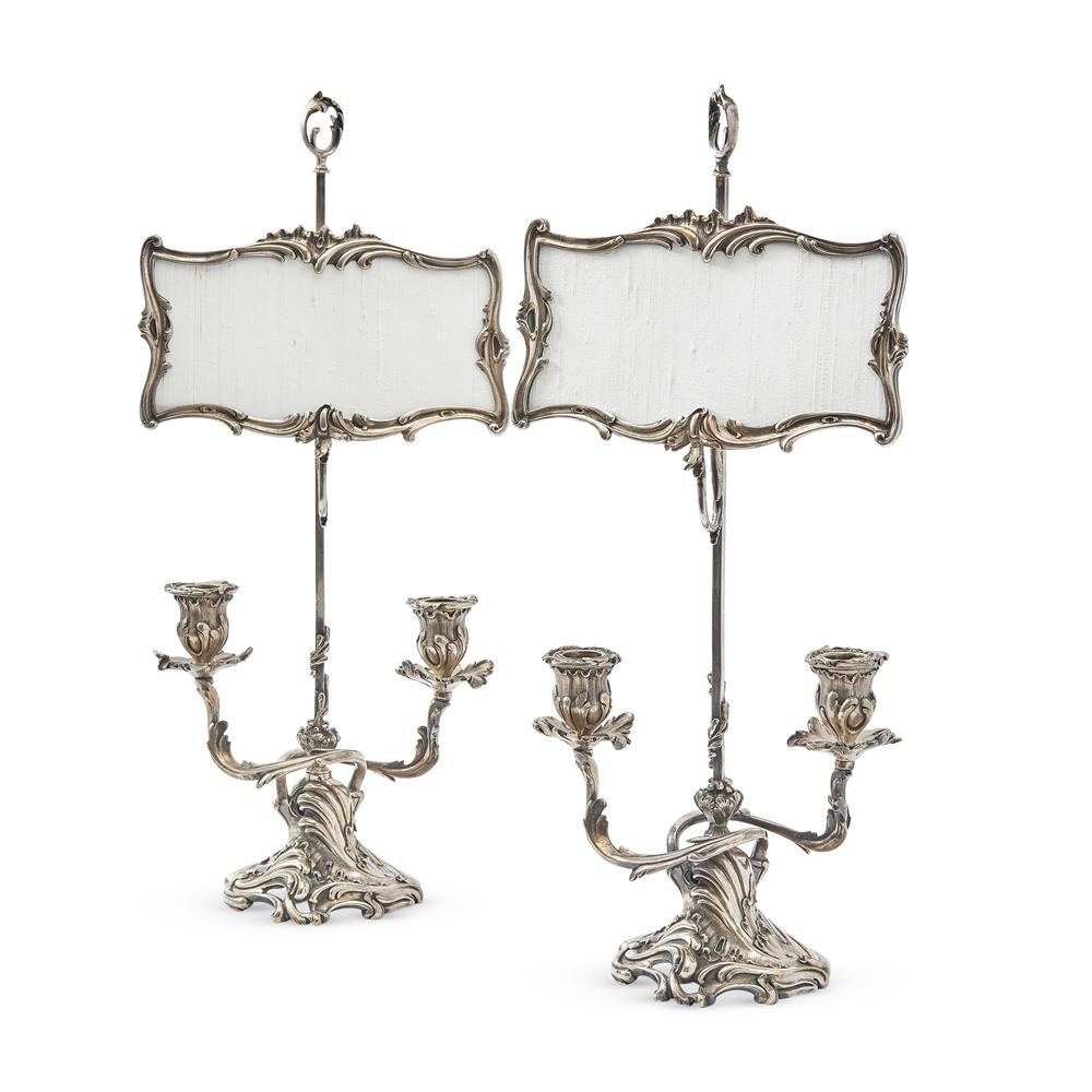 A PAIR OF FRENCH SILVER PLATED CANDELABRA IN THE LOUIS XV STYLE, MID 19TH CENTURY