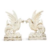 A PAIR OF CAST IRON MODELS OF GRIFFINS, LATE 19TH CENTURY